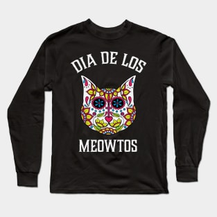 Sugar Skull Calavera Day of the Dead Cat Long Sleeve T-Shirt